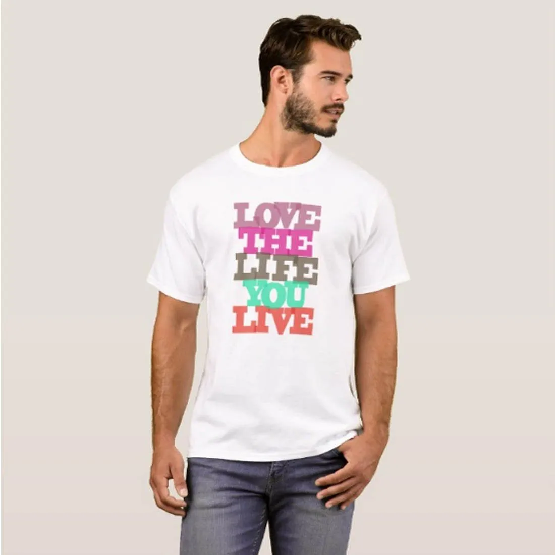 Nutcase Designer Round Neck Men's T-Shirt Wrinkle-Free Poly Cotton Tees - Love The Life