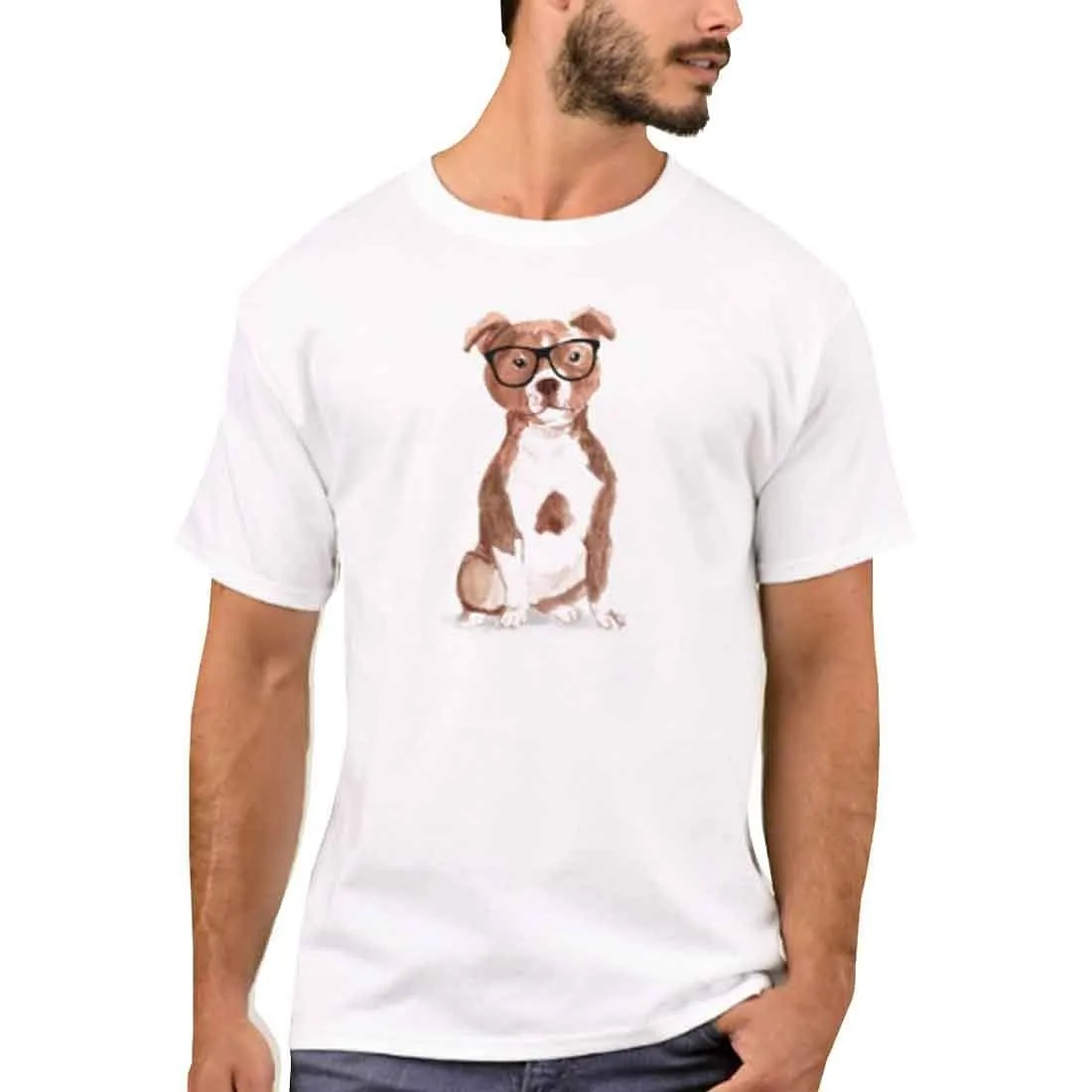 Nutcase Designer Round Neck Men's T-Shirt Wrinkle-Free Poly Cotton Tees - Smart Hip Dog