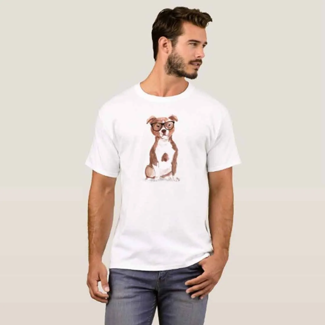 Nutcase Designer Round Neck Men's T-Shirt Wrinkle-Free Poly Cotton Tees - Smart Hip Dog