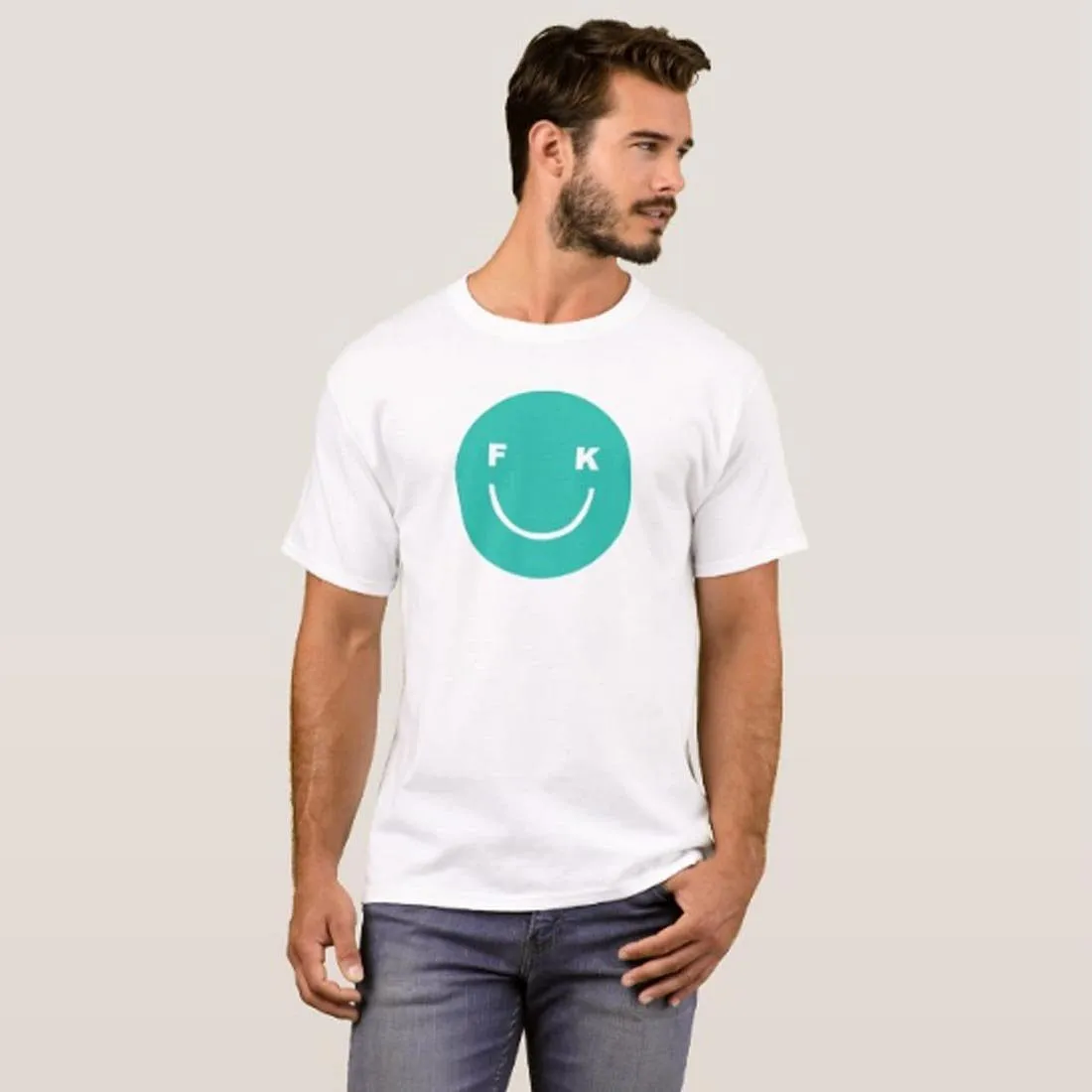 Nutcase Designer Round Neck Men's T-Shirt Wrinkle-Free Poly Cotton Tees - Smily Face
