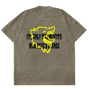 OVERSIZED MISFITS HAVE A CHANCE T-SHIRT - OLIVE