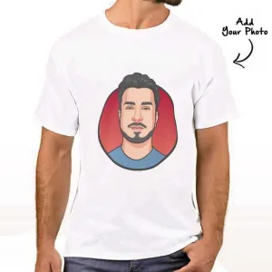 Personalized Mens T-Shirt Add Photo With Cartoon Effect In Circle