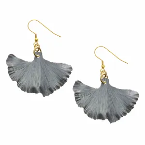 Pewter Gray Anodized Aluminum Medium Ginkgo Leaf Earrings