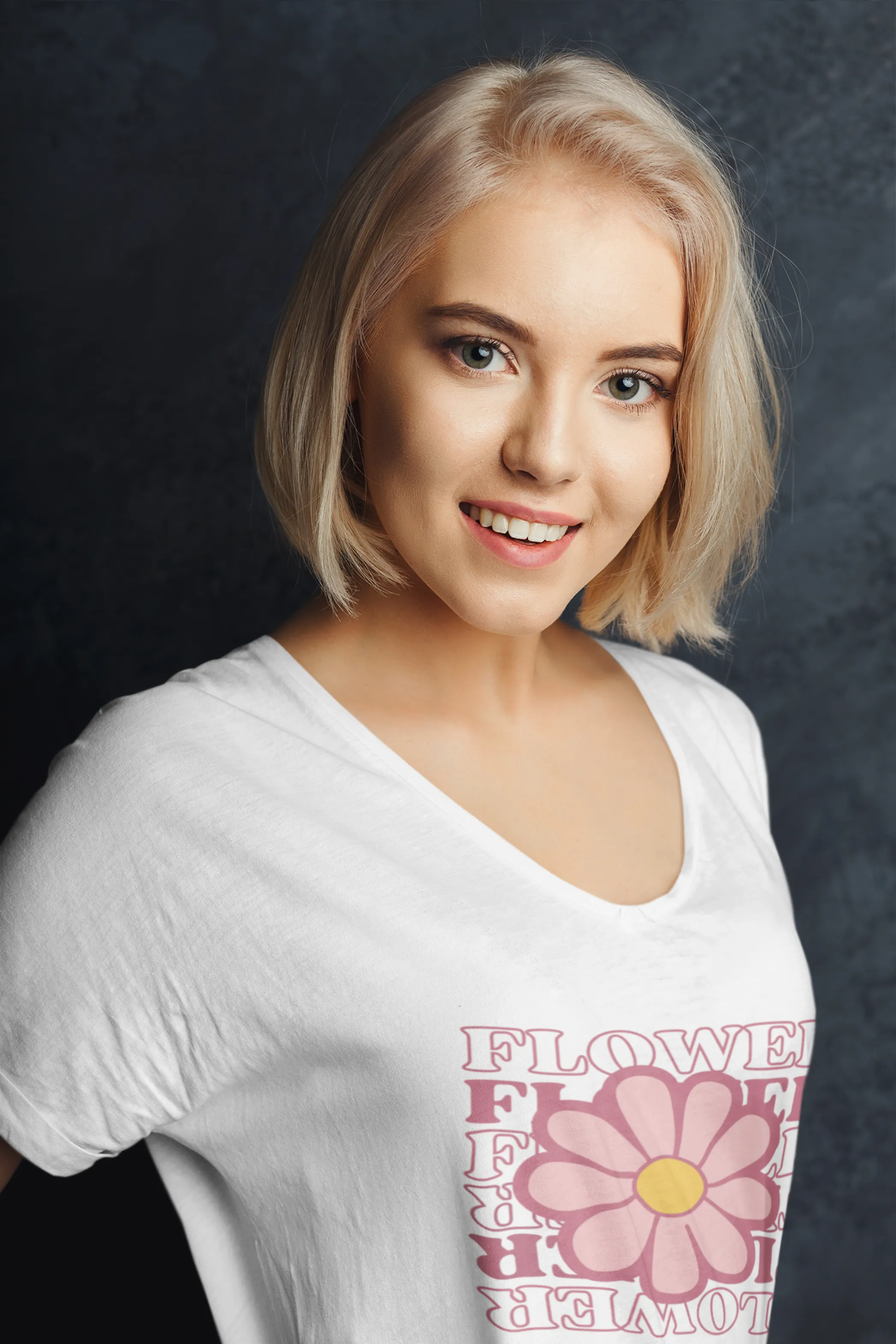 Pink Playful Flower Printed Scoop Neck T-shirt for women