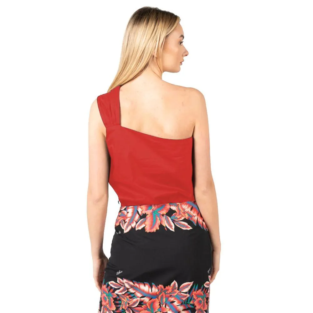 PINKO Chic Asymmetric Cotton Top with Logo Detail