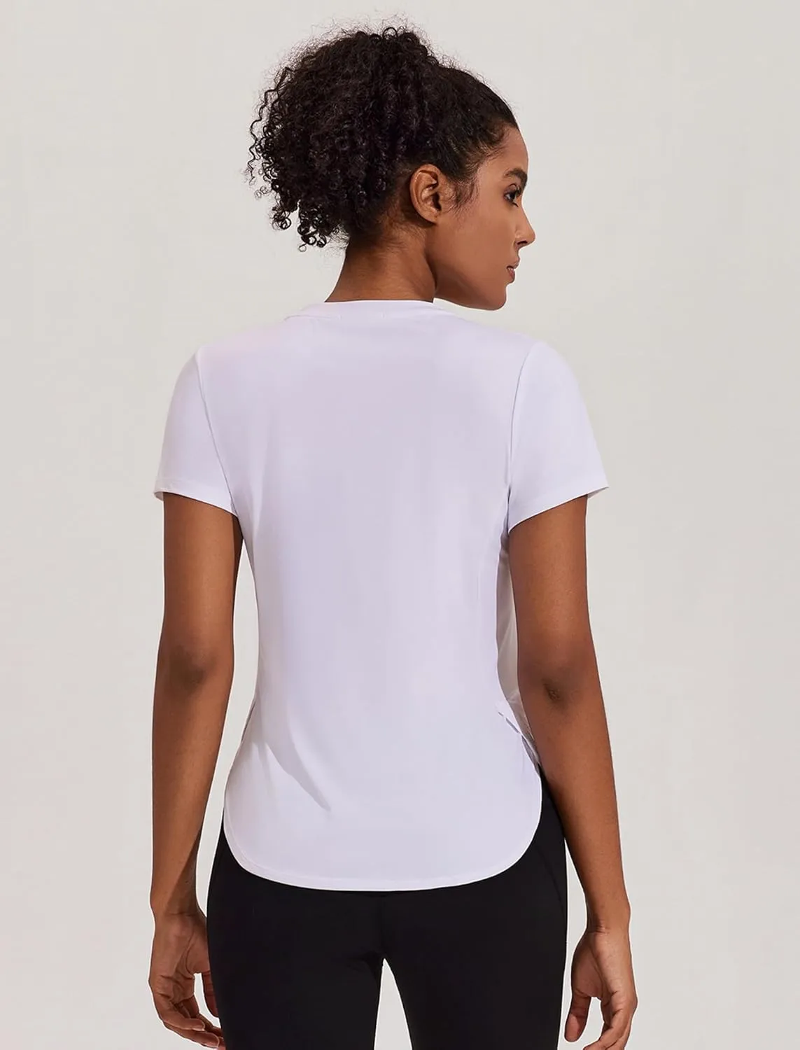 PINSPARK Workout Tops for Women UPF 50  Yoga Shirts Short Sleeve Athletic Tops with Side Slits Running Gym Tee Top Loose Fit