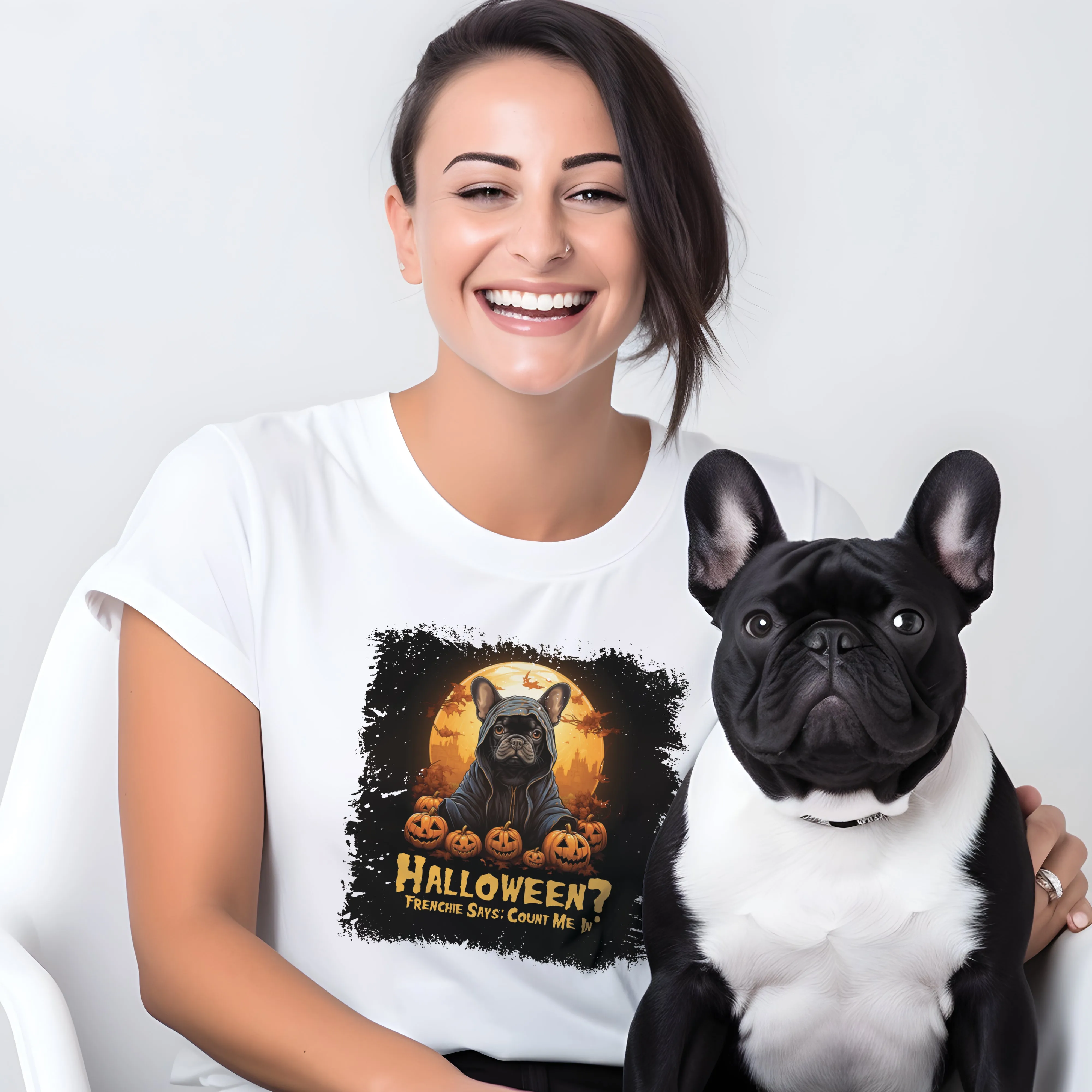 Playful Frenchie Halloween - Unisex T-Shirt