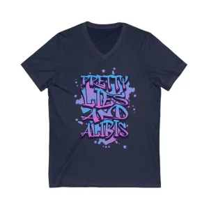 Pretty Lies Retro Unisex Jersey Short Sleeve V-Neck Tee