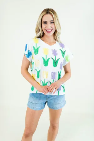 Queen Of Sparkles: Multi Tulip Tee