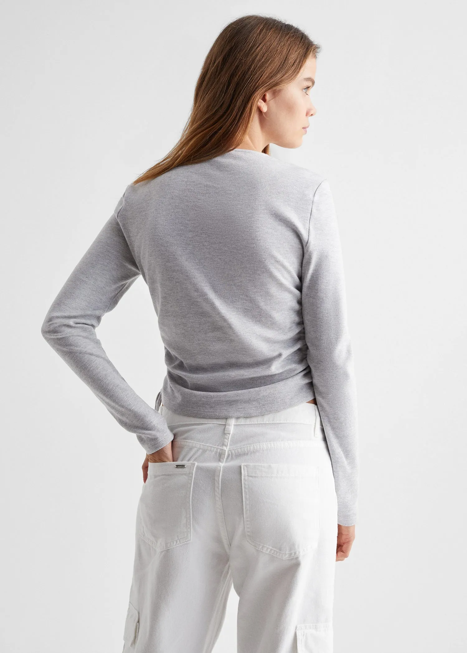 Ruched detail knitted t-shirt