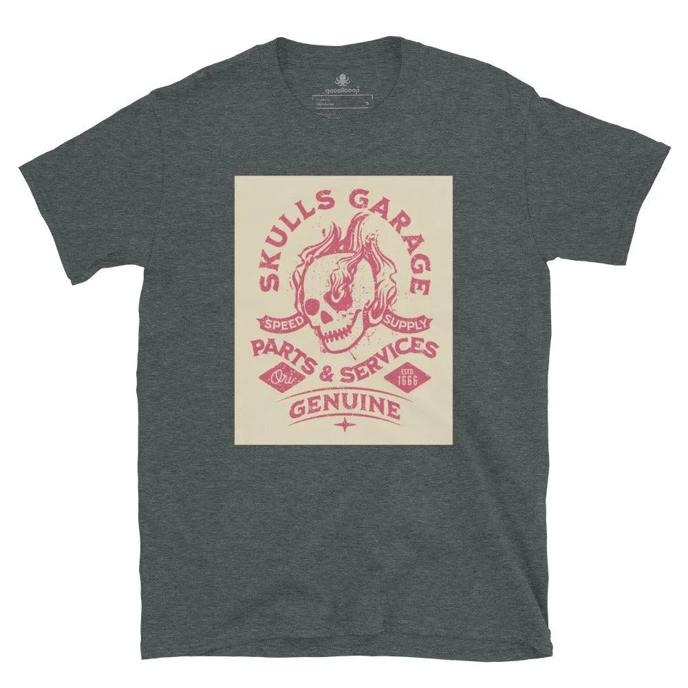 Skulls Garage Parts & Services | Unisex Soft Style T-Shirt