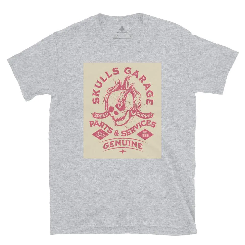 Skulls Garage Parts & Services | Unisex Soft Style T-Shirt