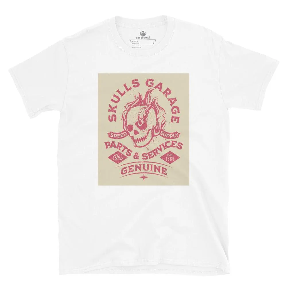 Skulls Garage Parts & Services | Unisex Soft Style T-Shirt