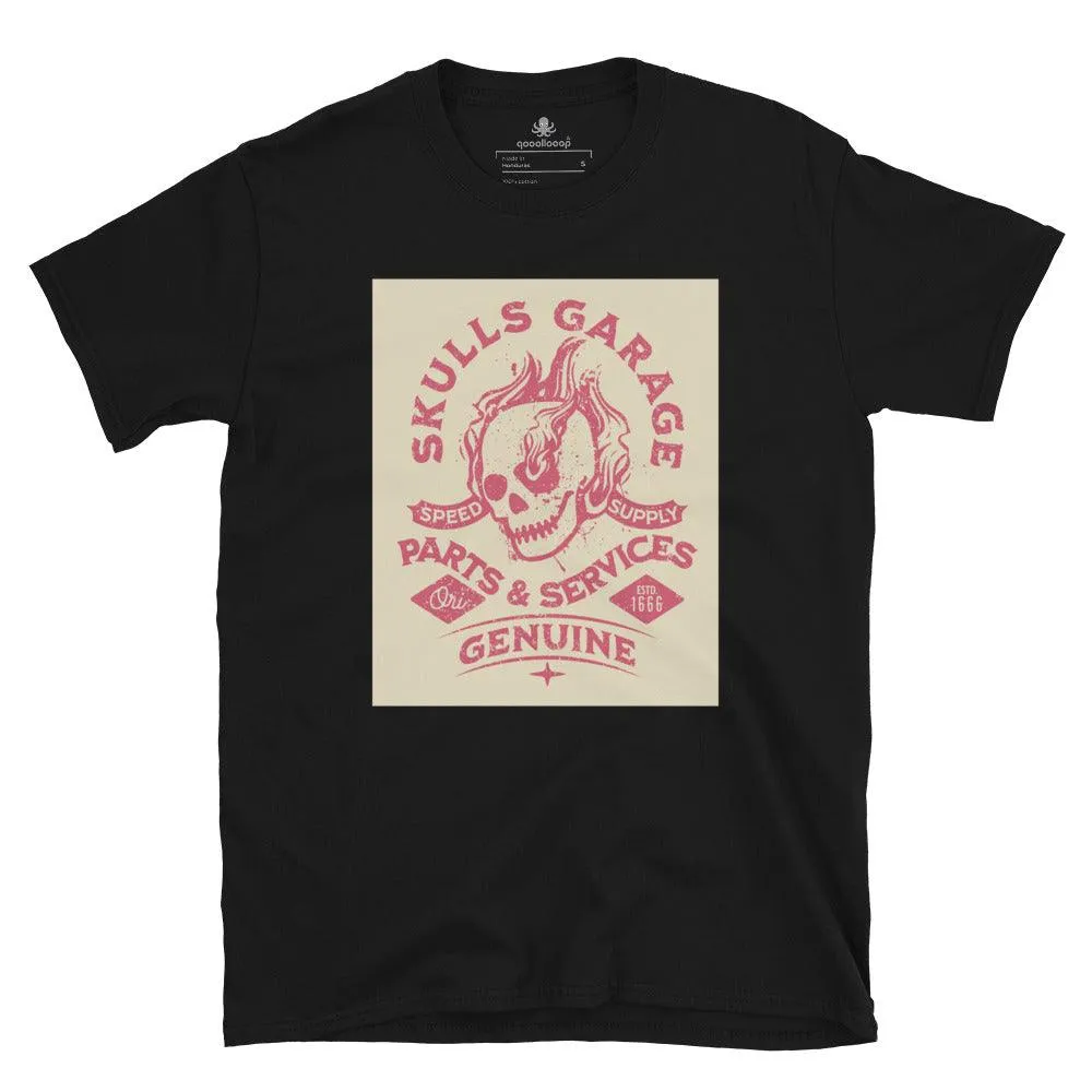Skulls Garage Parts & Services | Unisex Soft Style T-Shirt