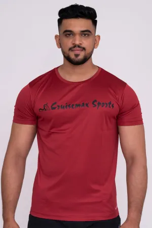 Solid Dye Round Neck T-Shirts Maroon Black