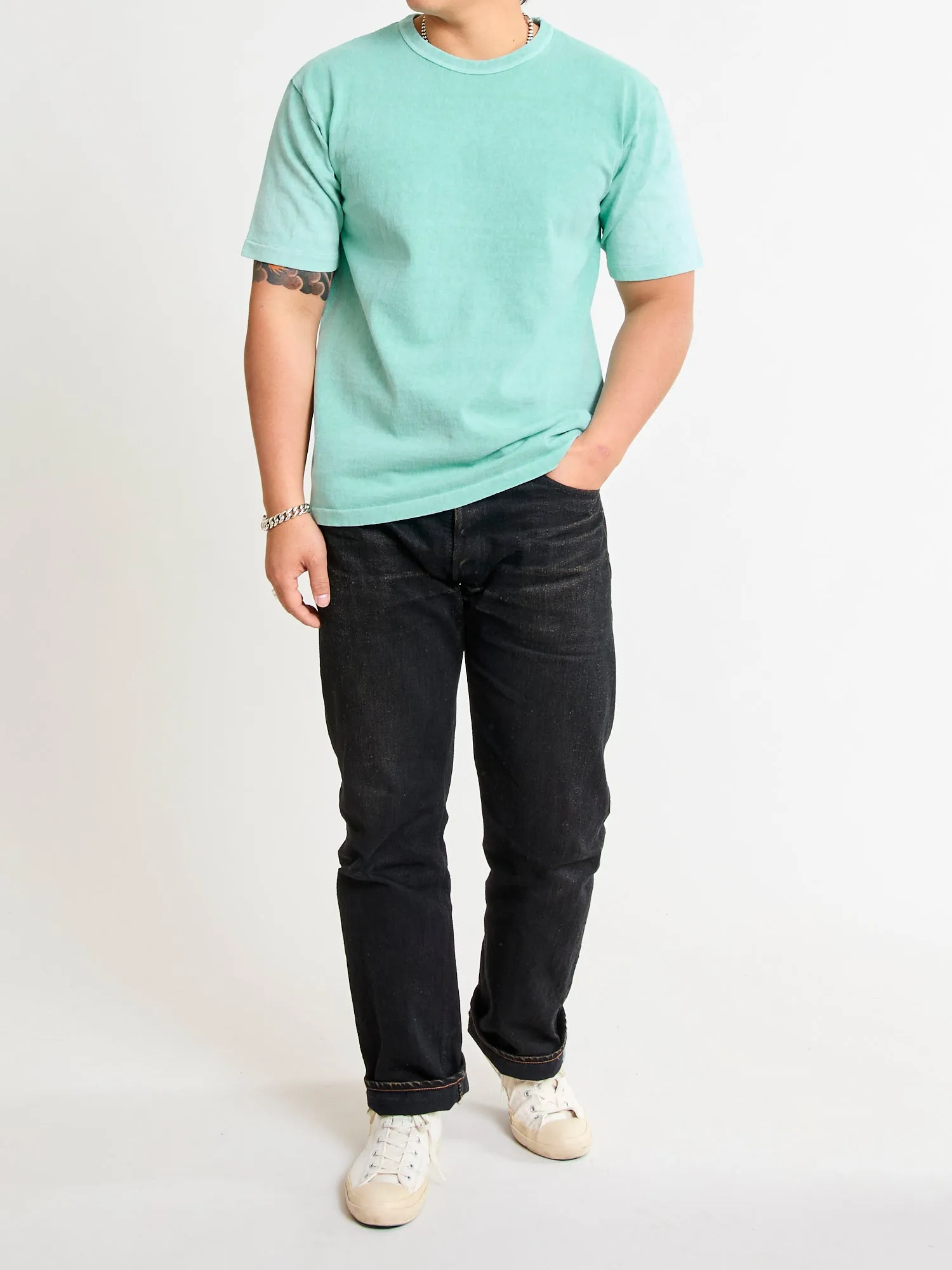 Stand Wheeler Pigment-Dyed T-Shirt in Turquoise