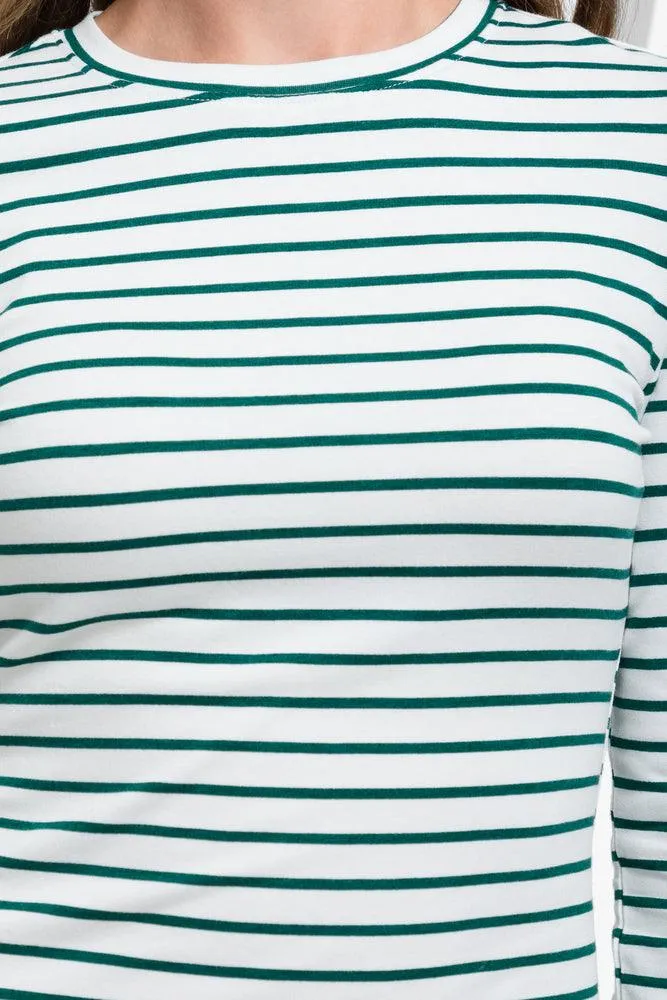 Stripe Crew Neck Long Sleeve T-Shirt Green