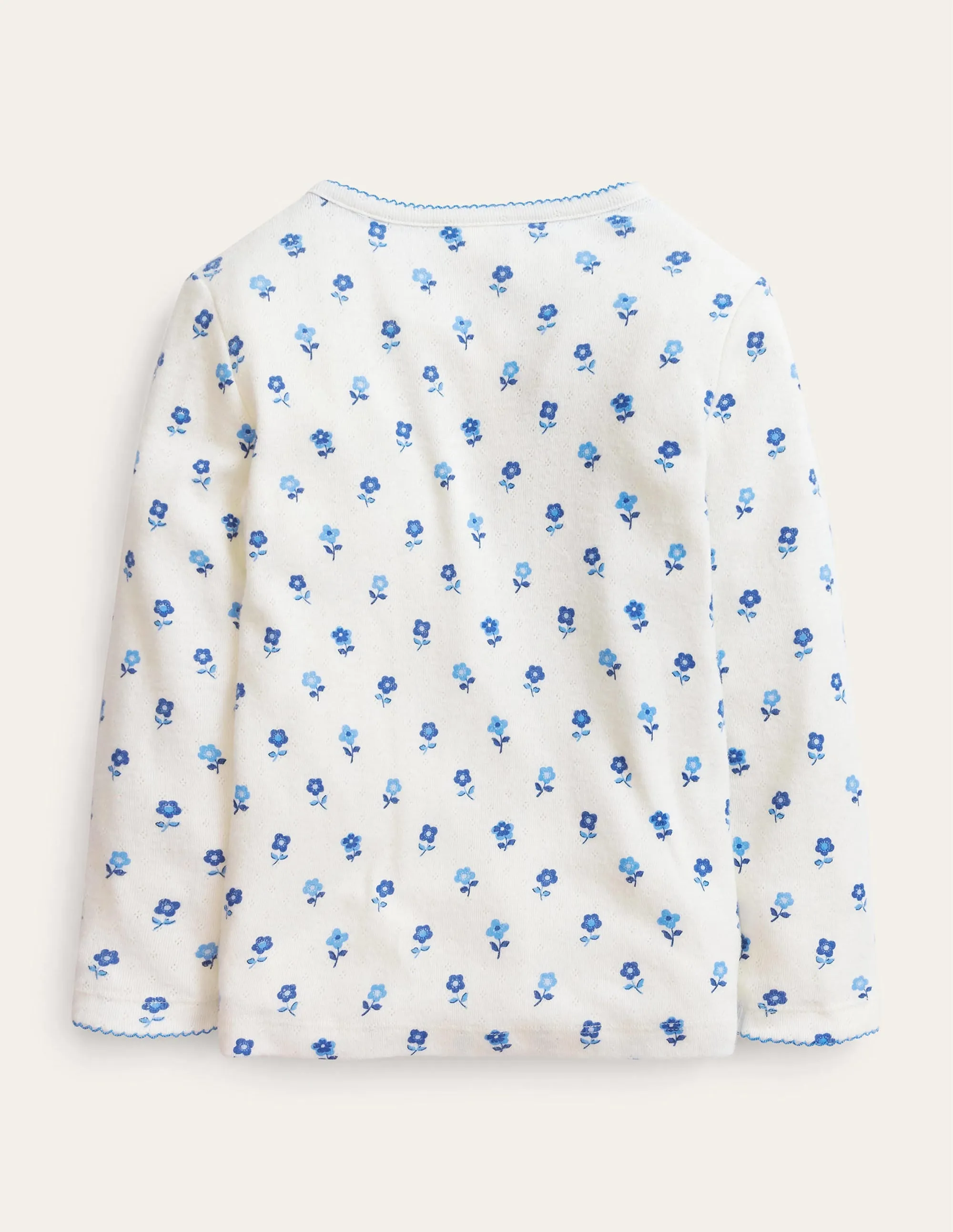 Supersoft Pointelle T-shirt-Vanilla Pod Blue Flower