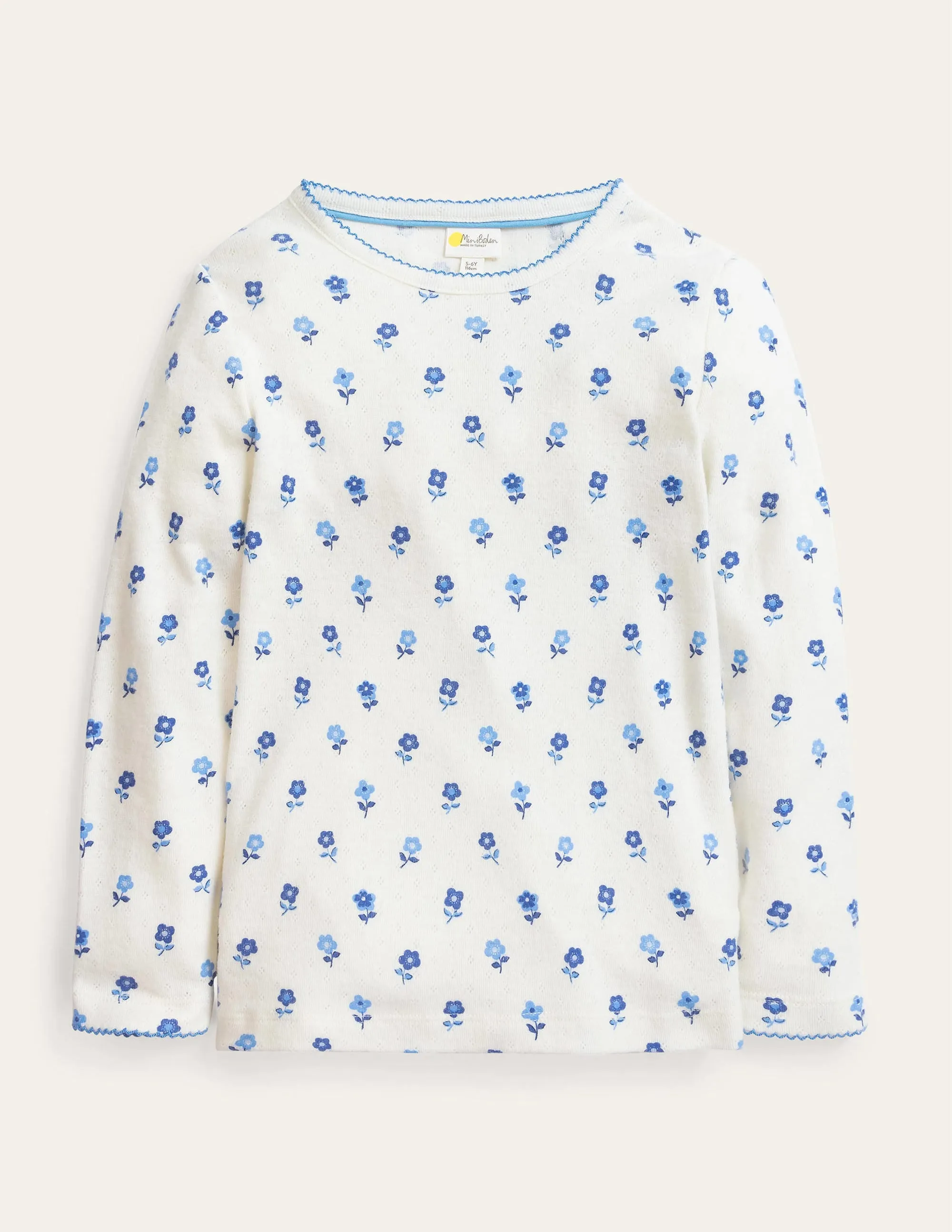 Supersoft Pointelle T-shirt-Vanilla Pod Blue Flower