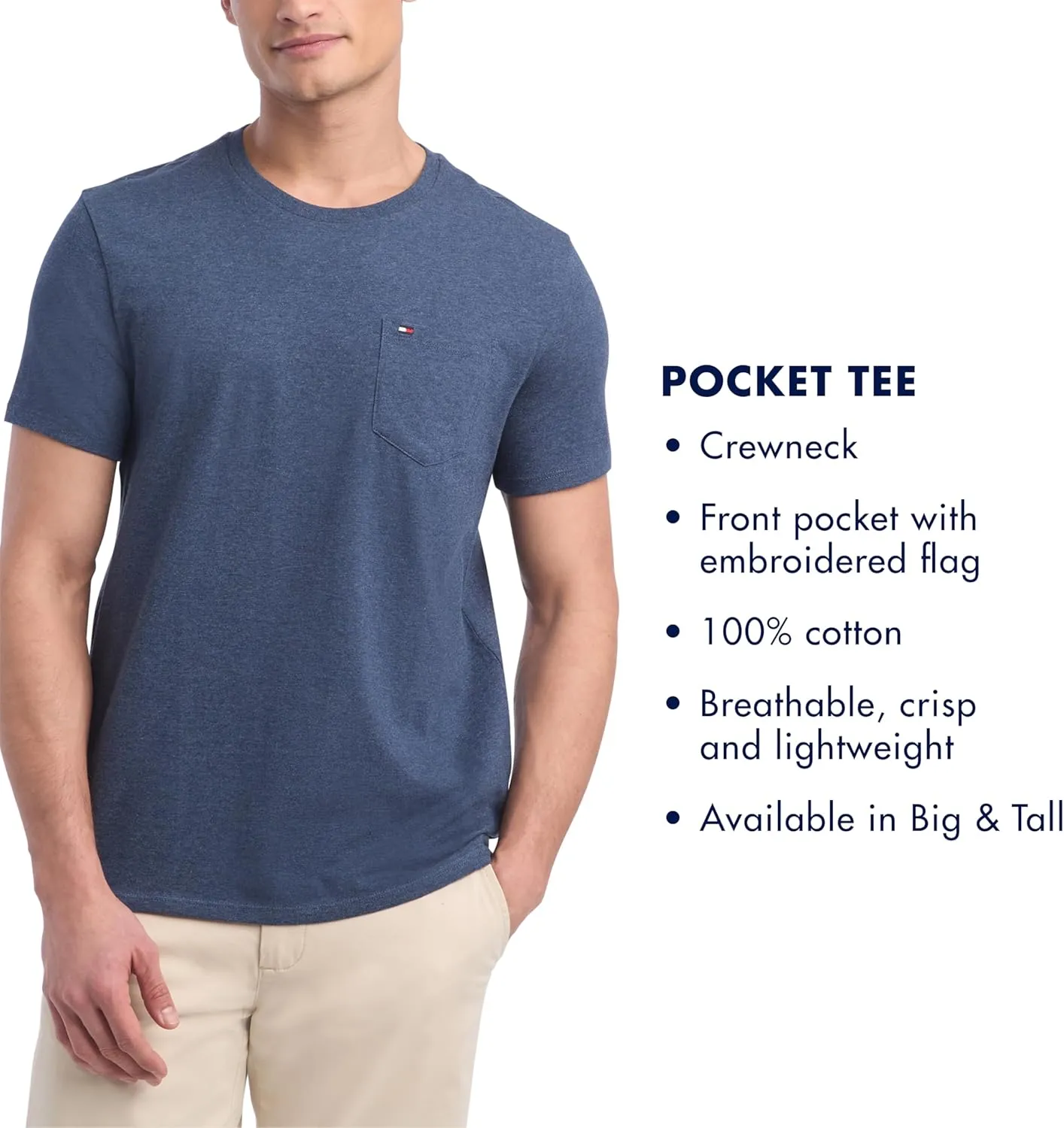 Tommy Hilfiger Men's Essential Short Sleeve Cotton Crewneck Pocket T-Shirt