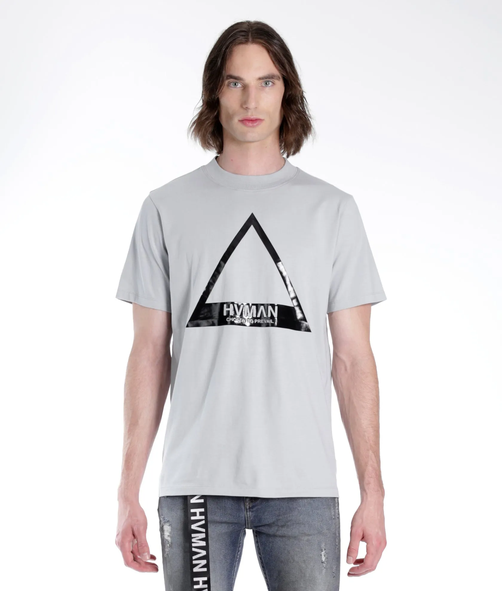 TRIANGLE LOGO TEE IN GHOST