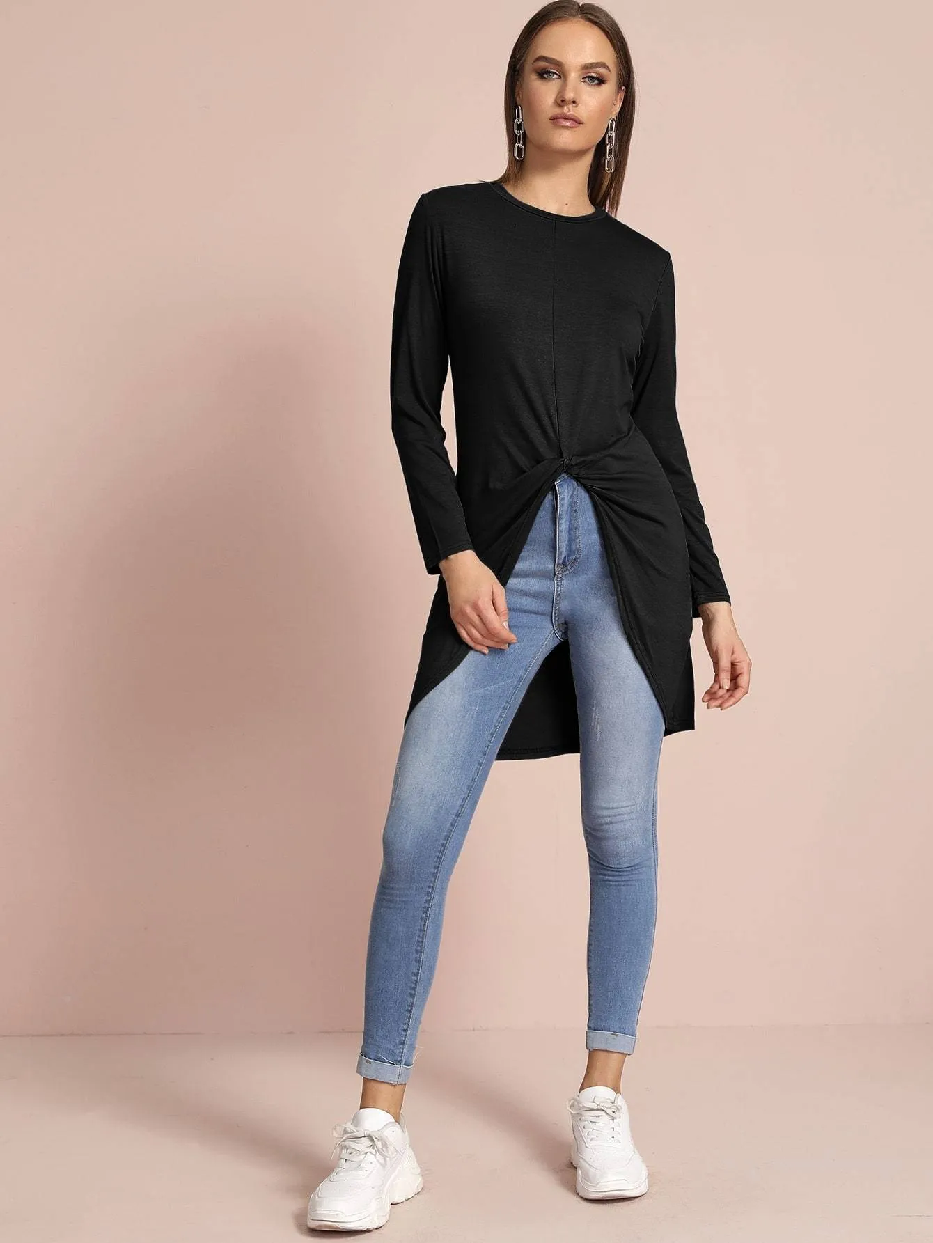 Twist Front High Low Tee