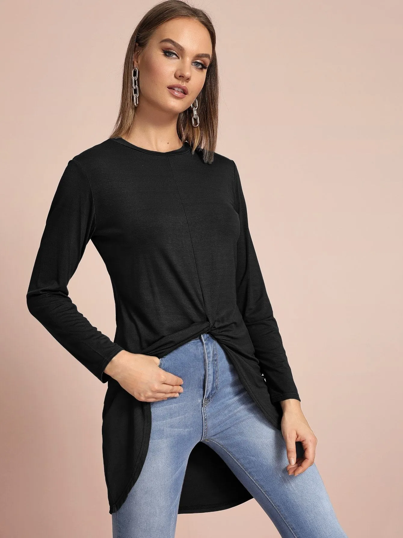 Twist Front High Low Tee