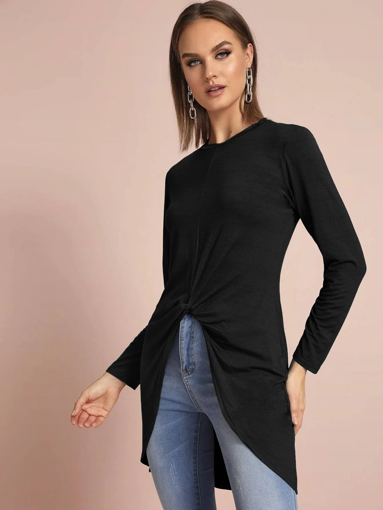 Twist Front High Low Tee
