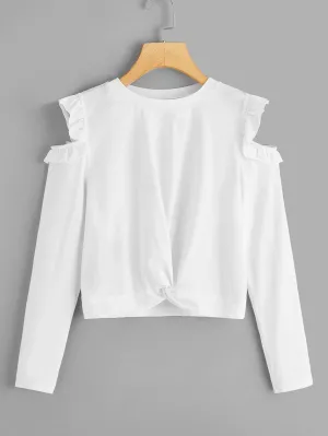 Twist Front Ruffle Tee