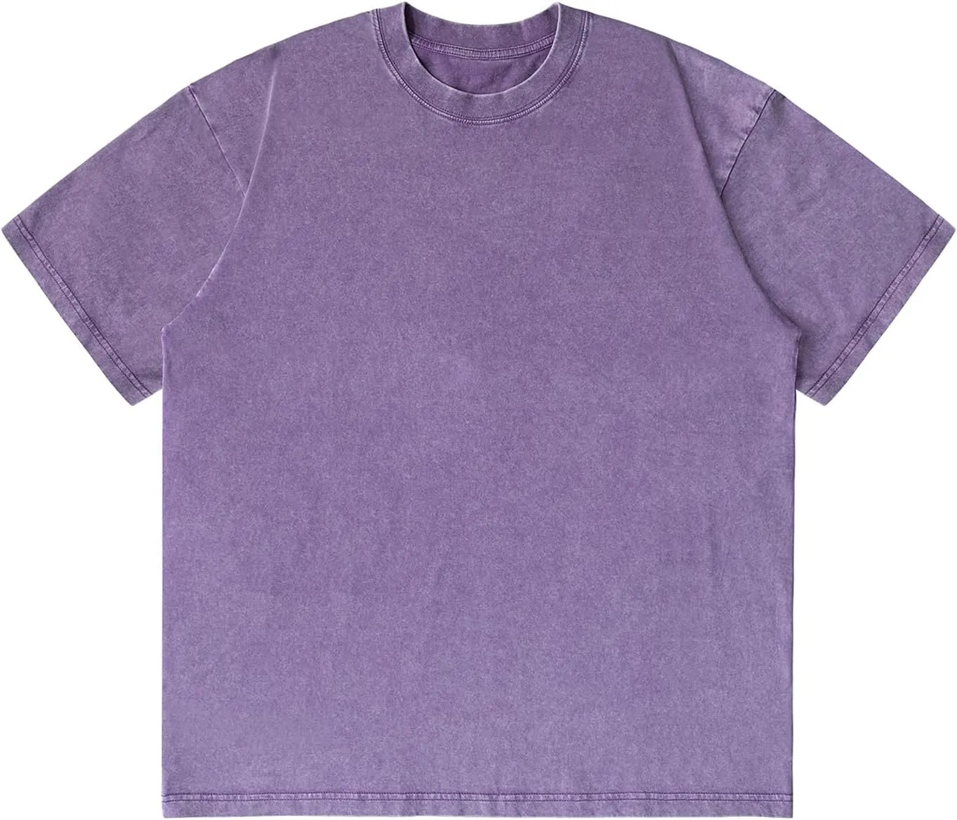 Unisex Short Sleeves Retro Vintage Style T-Shirt Casual Loose Wash Solid Basic Tee Tops