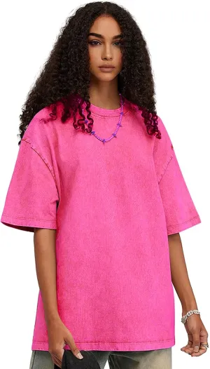 Unisex Short Sleeves Retro Vintage Style T-Shirt Casual Loose Wash Solid Basic Tee Tops
