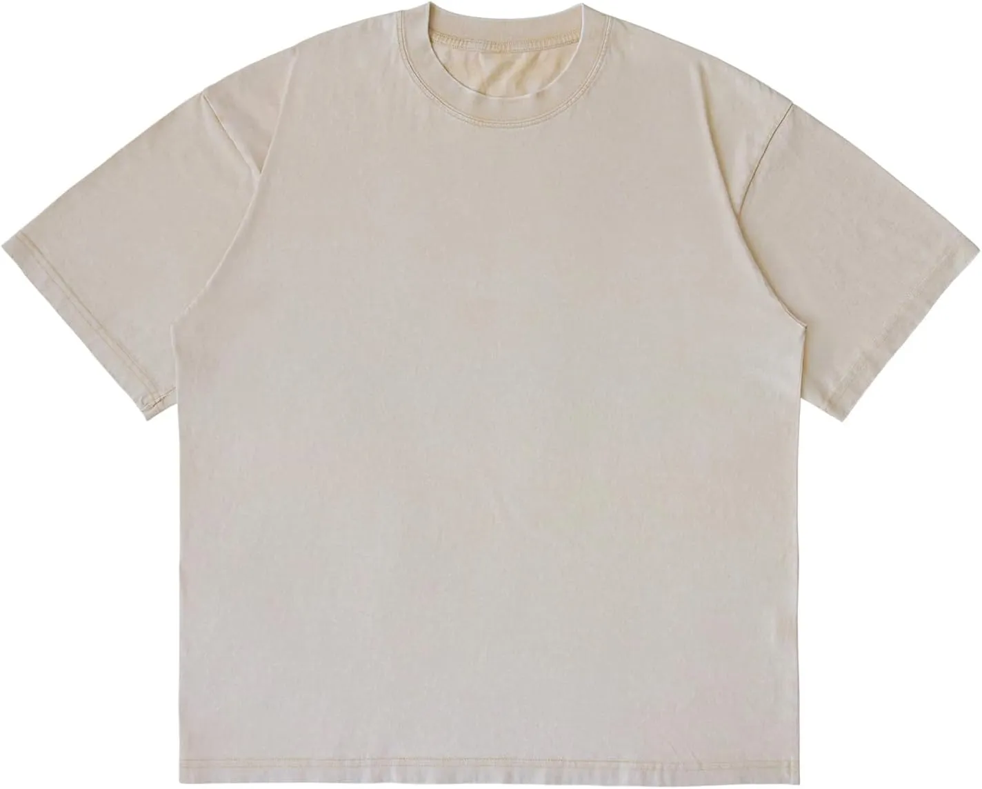 Unisex Short Sleeves Retro Vintage Style T-Shirt Casual Loose Wash Solid Basic Tee Tops