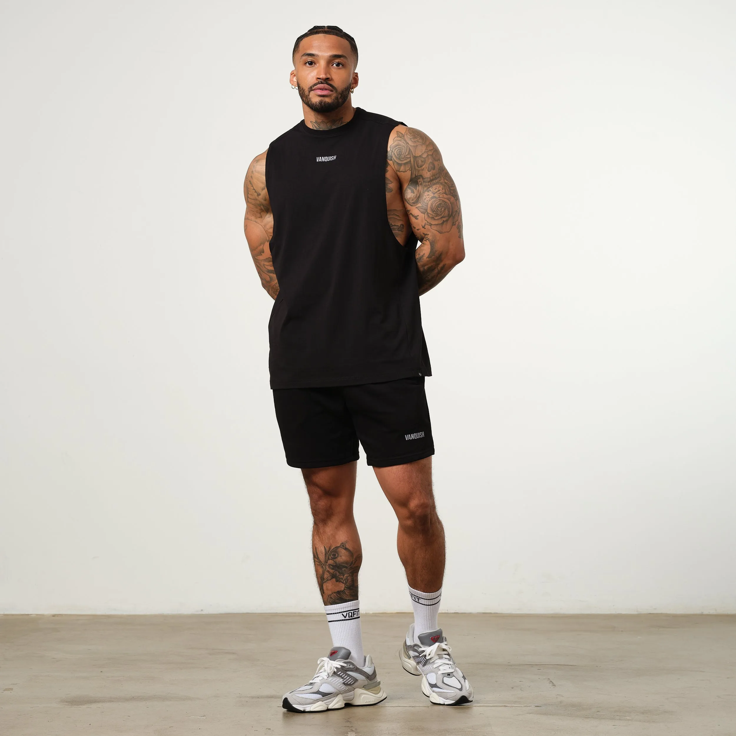 Vanquish Essential Black Oversized Sleeveless T Shirt