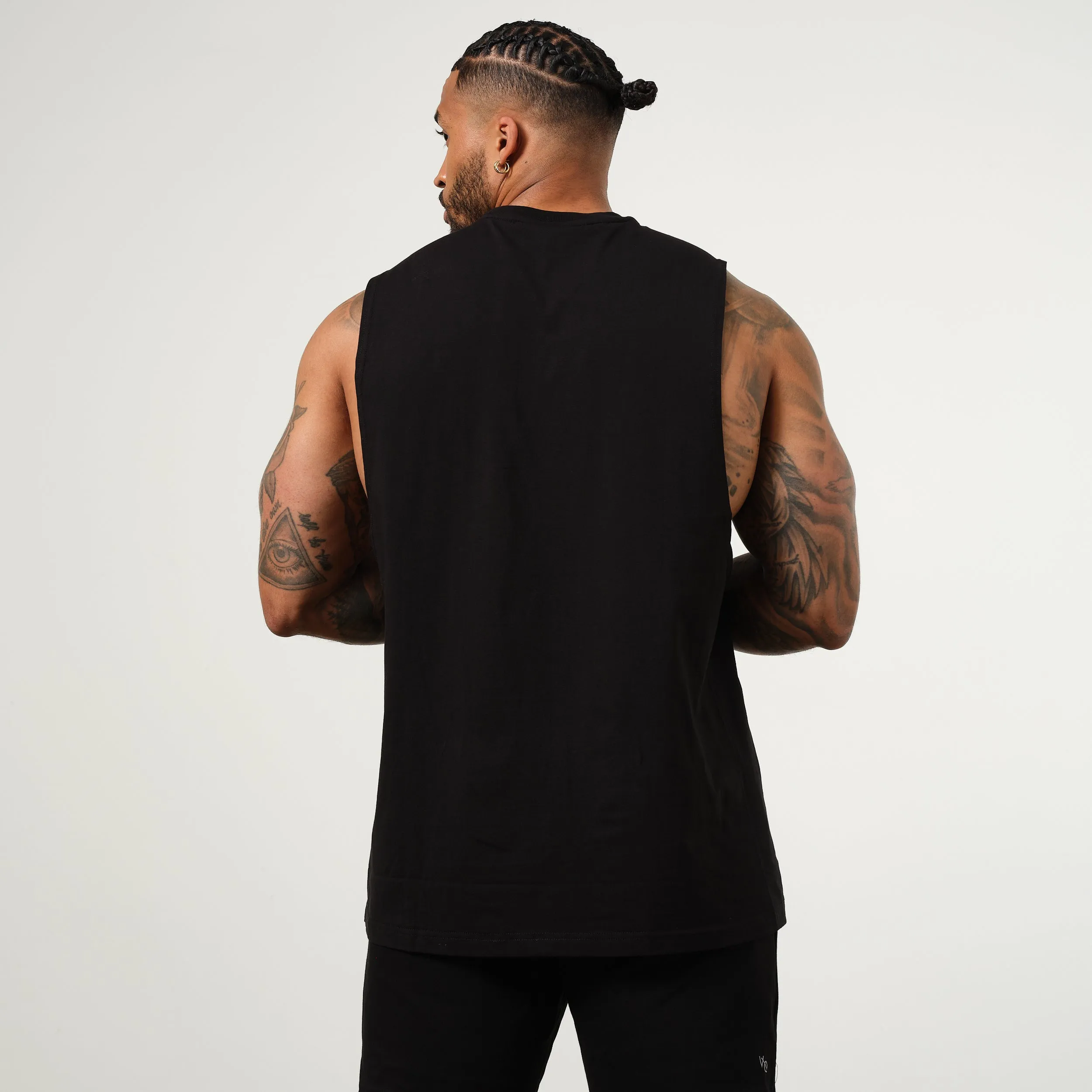 Vanquish Essential Black Oversized Sleeveless T Shirt