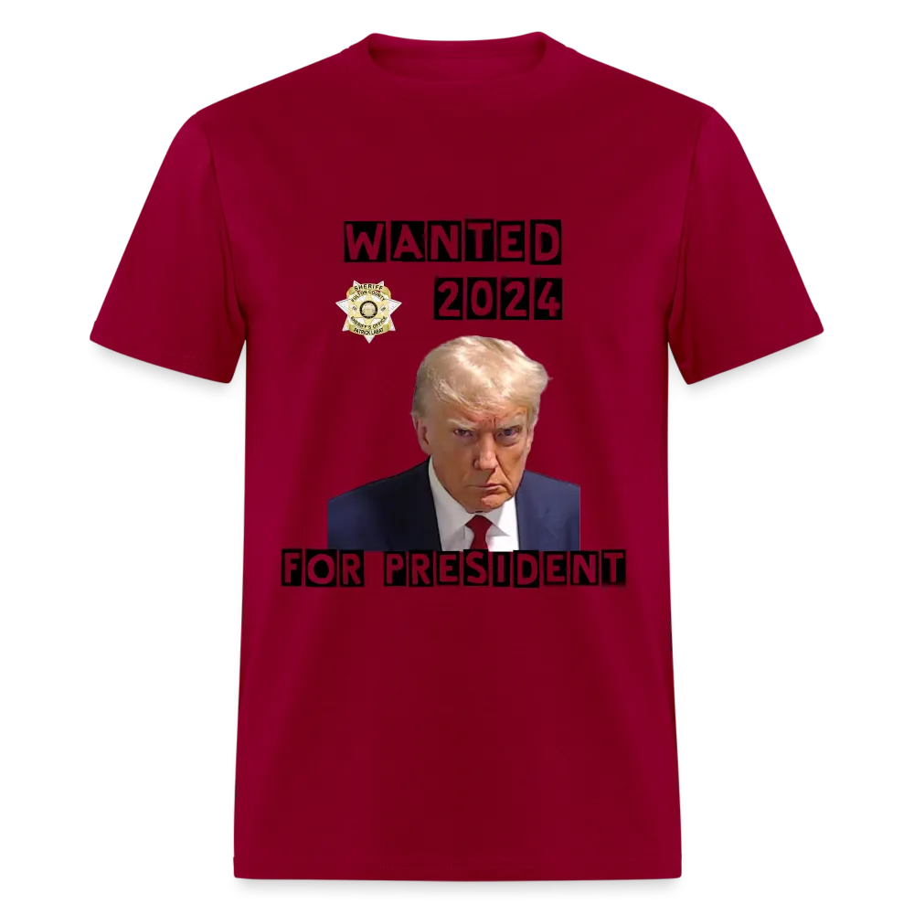 Wanted 2024 For President Trump T-Shirt (Mugshot Image)