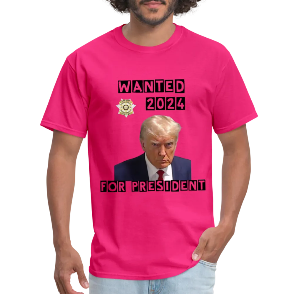 Wanted 2024 For President Trump T-Shirt (Mugshot Image)