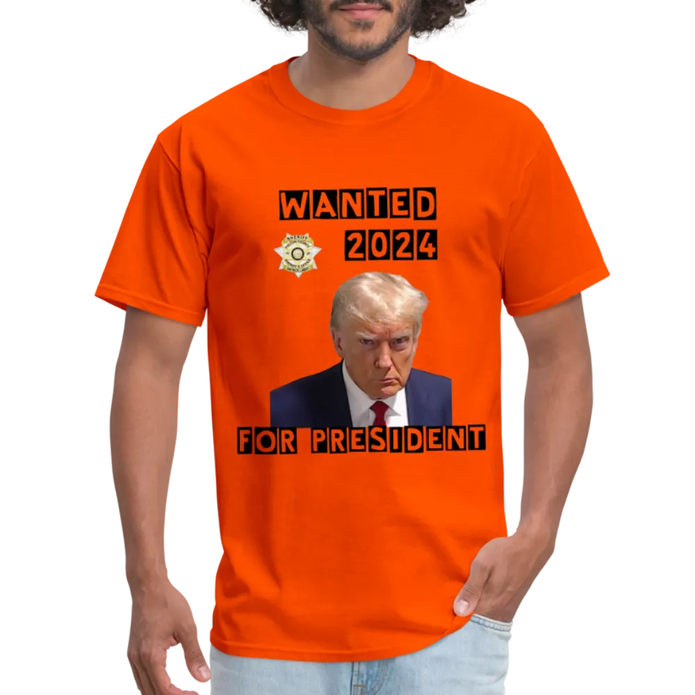 Wanted 2024 For President Trump T-Shirt (Mugshot Image)