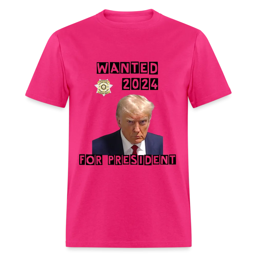 Wanted 2024 For President Trump T-Shirt (Mugshot Image)