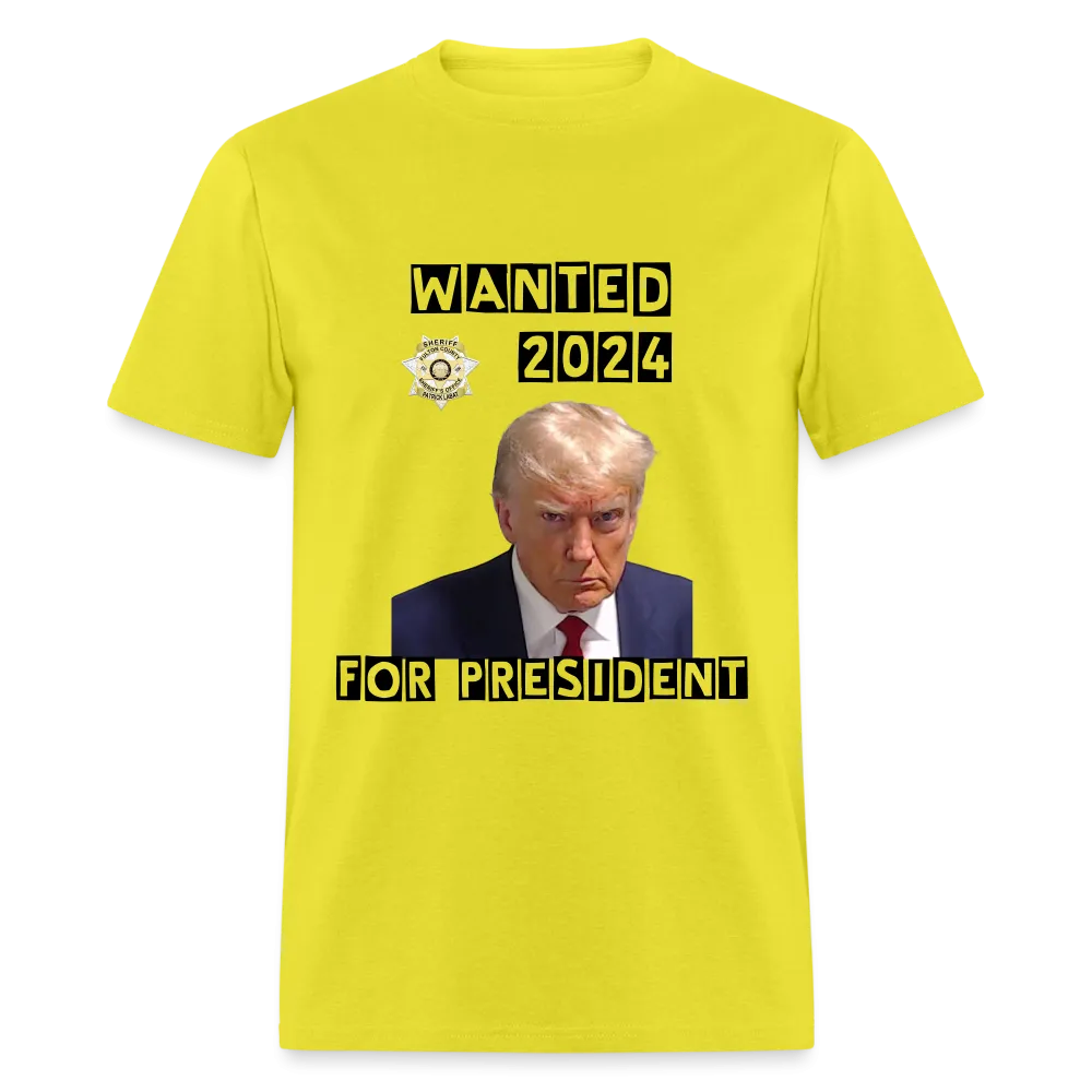 Wanted 2024 For President Trump T-Shirt (Mugshot Image)