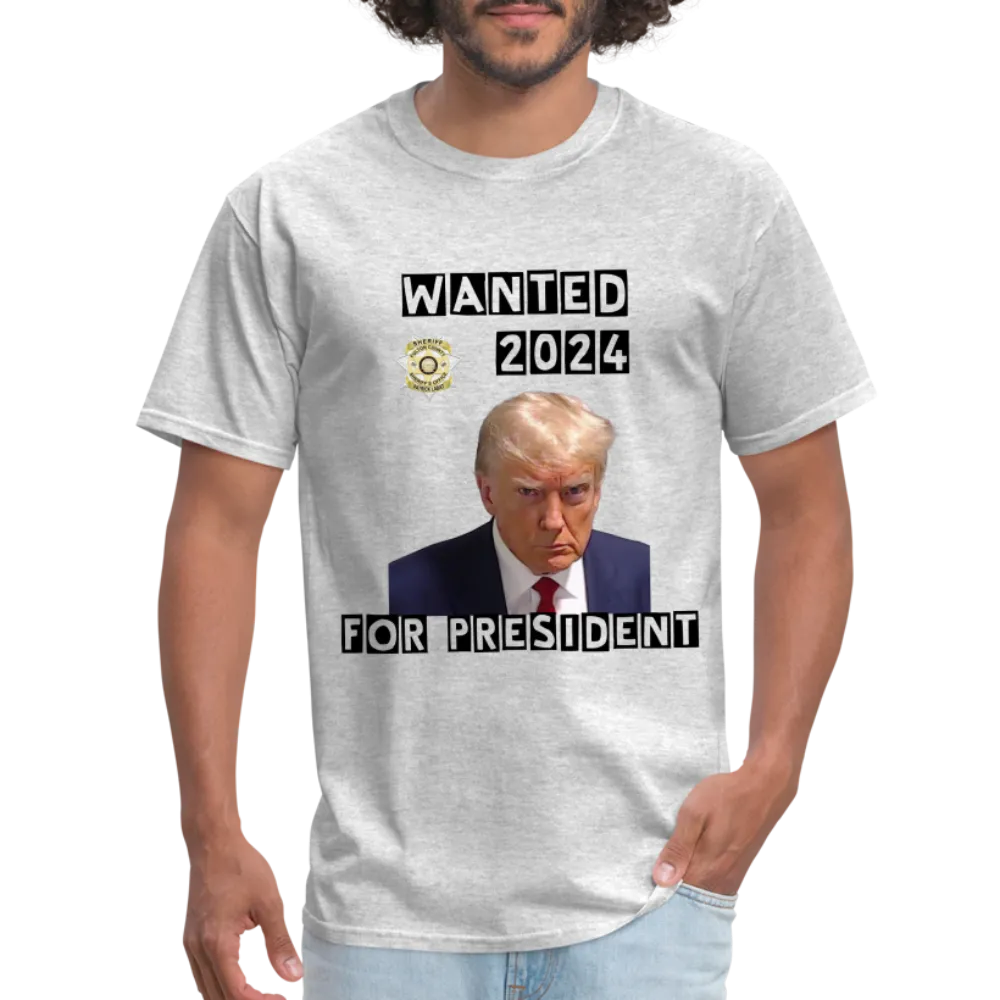 Wanted 2024 For President Trump T-Shirt (Mugshot Image)