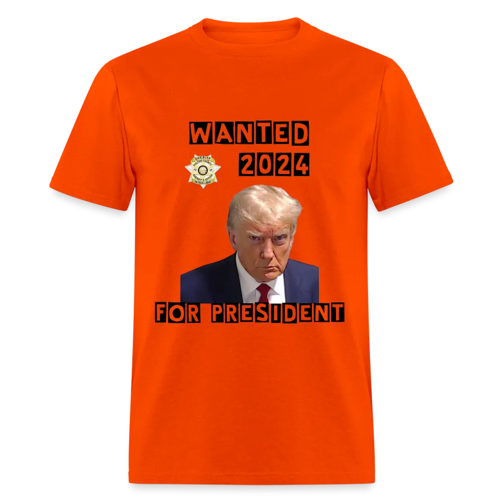 Wanted 2024 For President Trump T-Shirt (Mugshot Image)