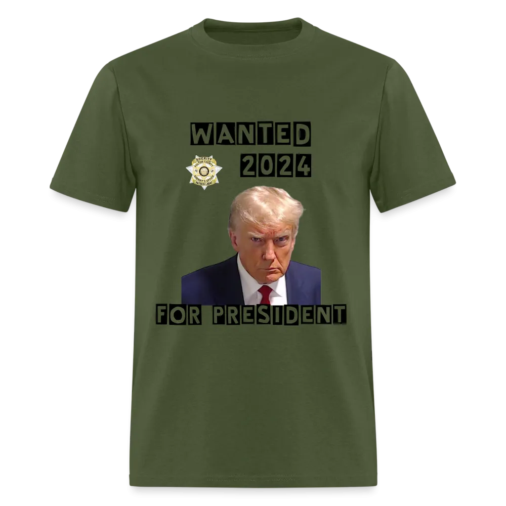 Wanted 2024 For President Trump T-Shirt (Mugshot Image)
