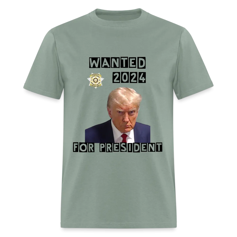 Wanted 2024 For President Trump T-Shirt (Mugshot Image)
