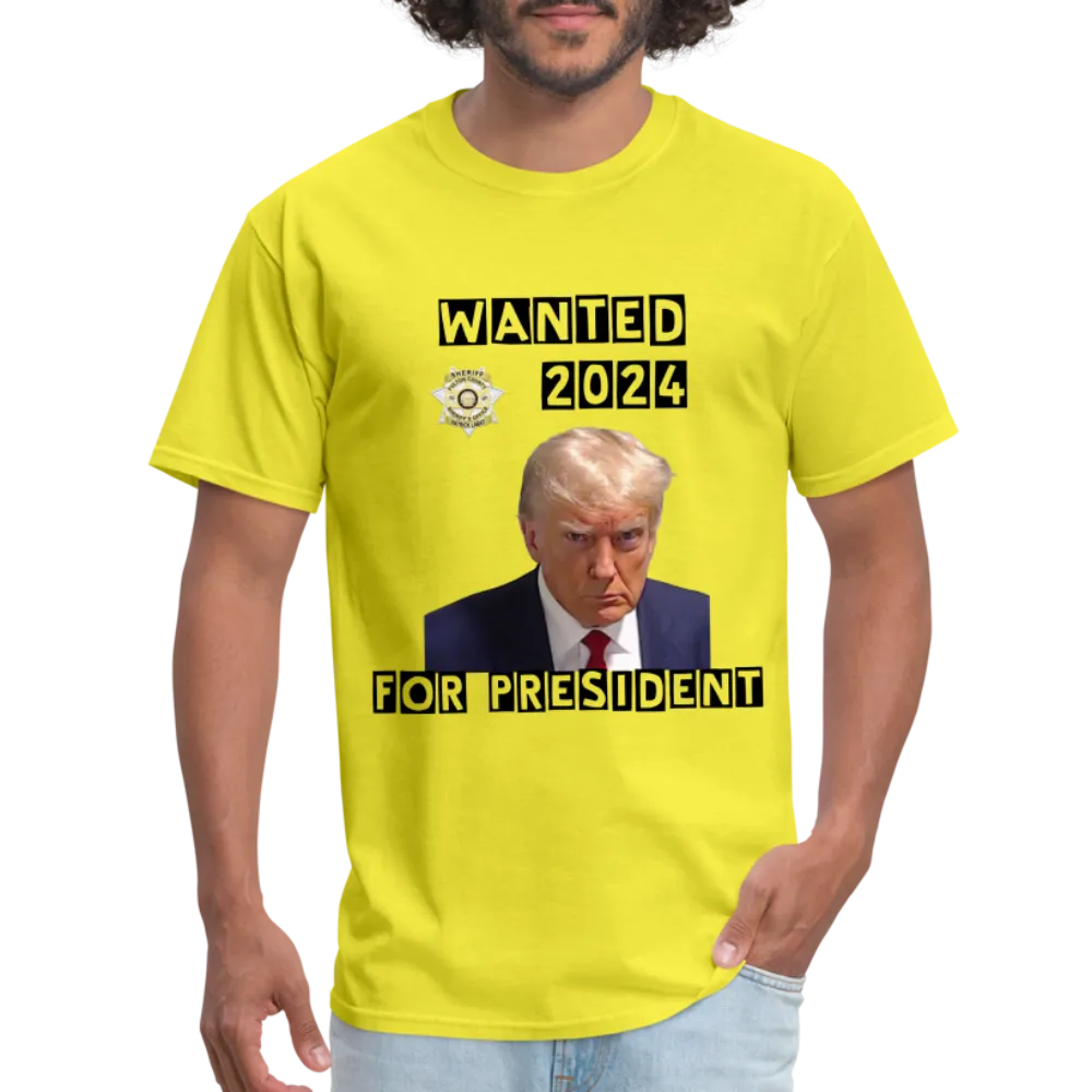 Wanted 2024 For President Trump T-Shirt (Mugshot Image)