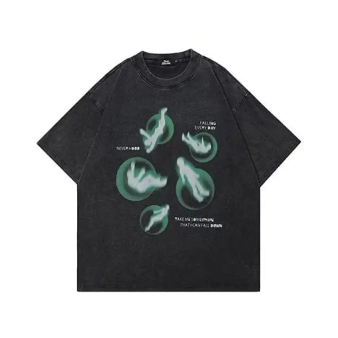 Washed Oversized Green Graphic Vintage Tee