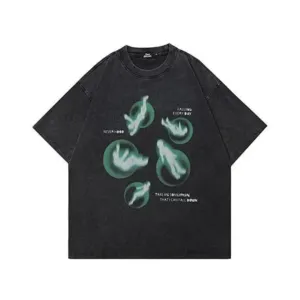Washed Oversized Green Graphic Vintage Tee