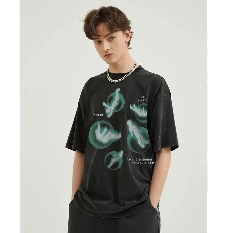 Washed Oversized Green Graphic Vintage Tee