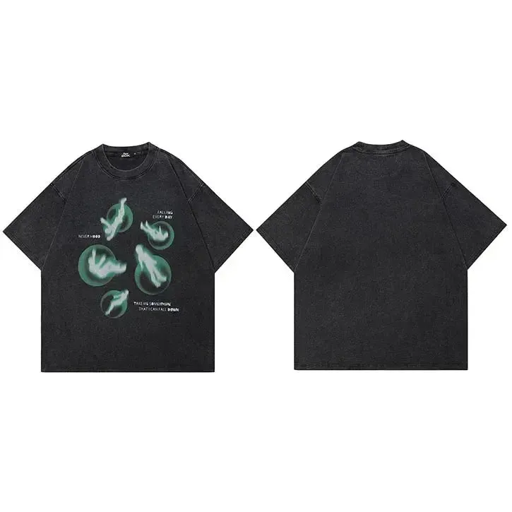 Washed Oversized Green Graphic Vintage Tee