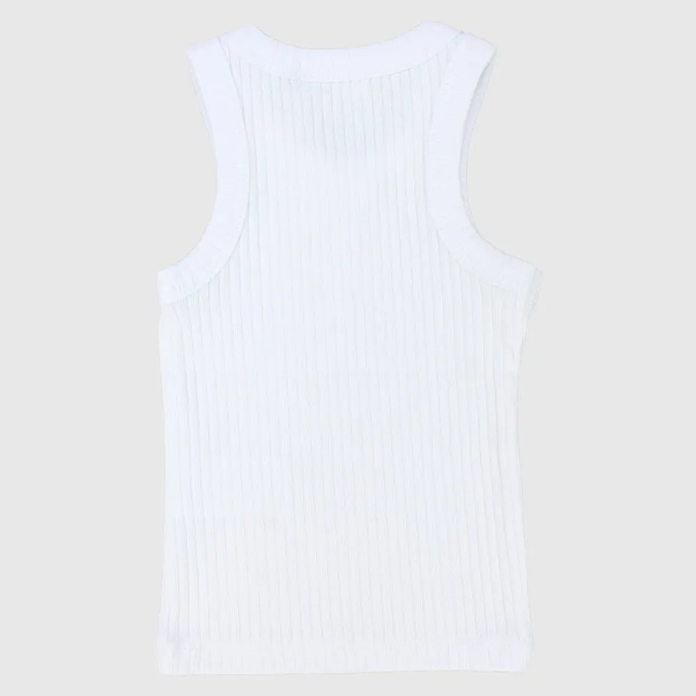 White Ribbed Tank Top