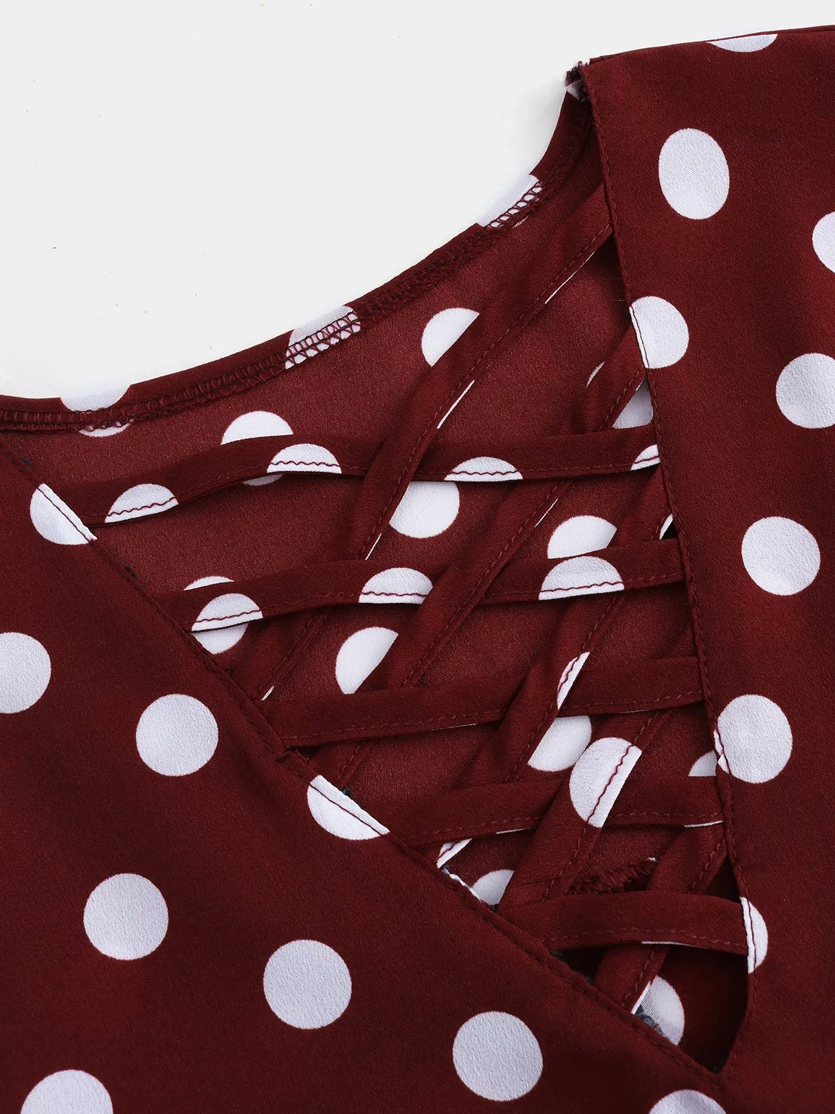 Wholesale Crossed Collar Polka Dot Criss-Cross Short Sleeve T-Shirts